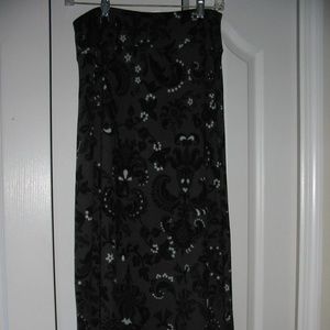 D & Co Charcoal Grey Print Maxi Skirt XS NWOT